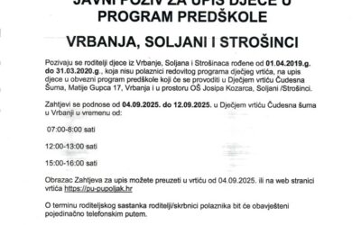 Javni poziv za upis u predškolu